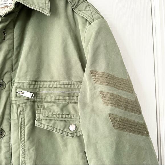Zadig & Voltaire Military Green Troyh Mili Shearling Lined Utility Jacket Medium - Picture 4 of 15